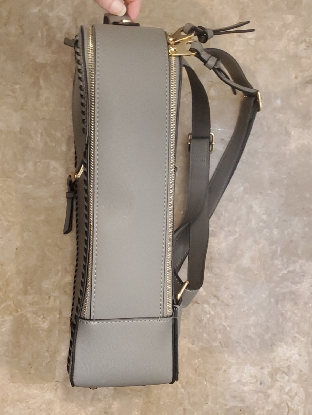 Calpak Kaya Gray Laptop Backpack with Gold Hardware - Picture 3 of 11